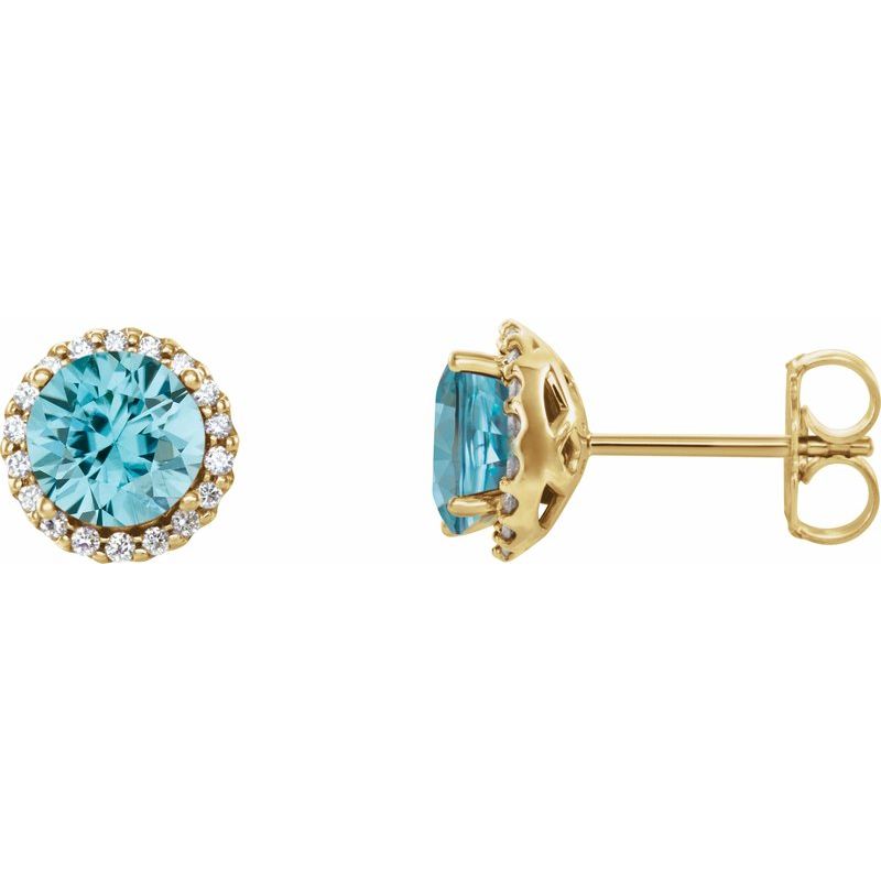 Round 4-Prong Halo-Style Earrings — Natural Diamond