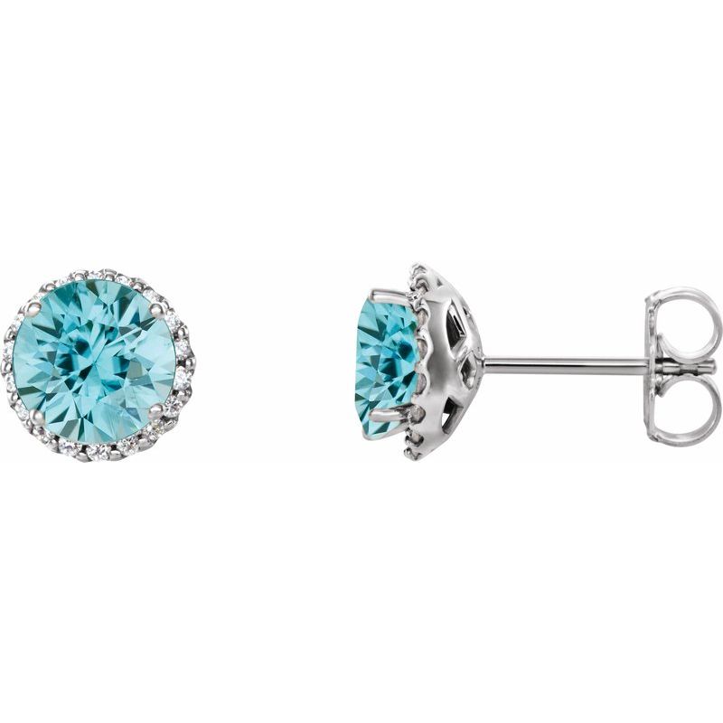 Round 4-Prong Halo-Style Earrings — Natural Diamond