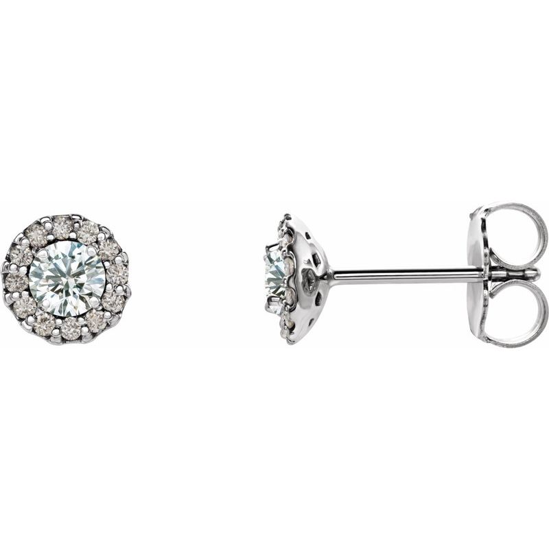 Round 4-Prong Halo-Style Earrings — Natural Diamond