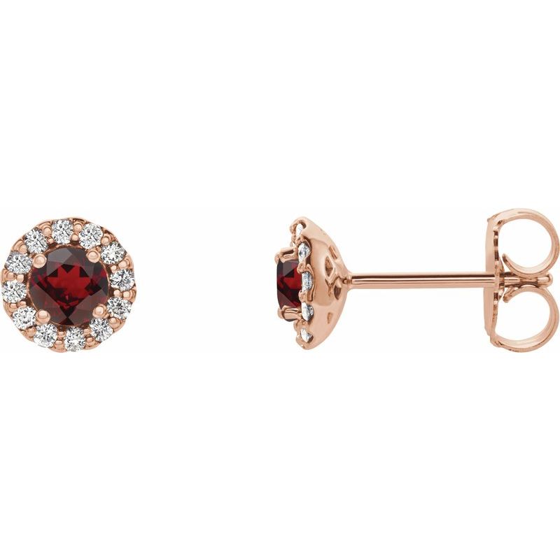Round 4-Prong Halo-Style Earrings — Natural Diamond