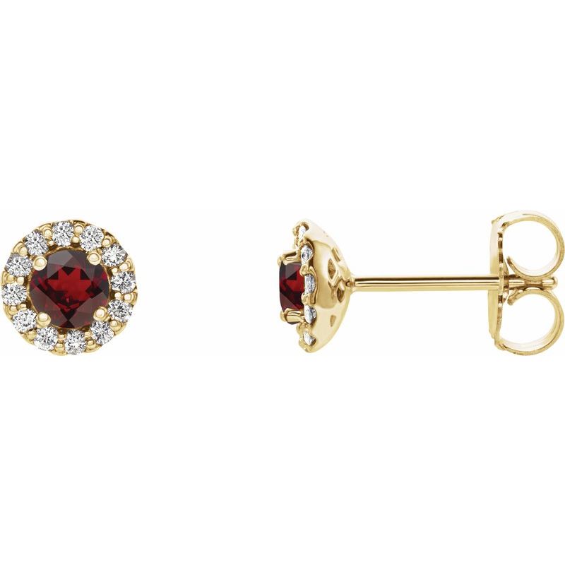 Round 4-Prong Halo-Style Earrings — Natural Diamond