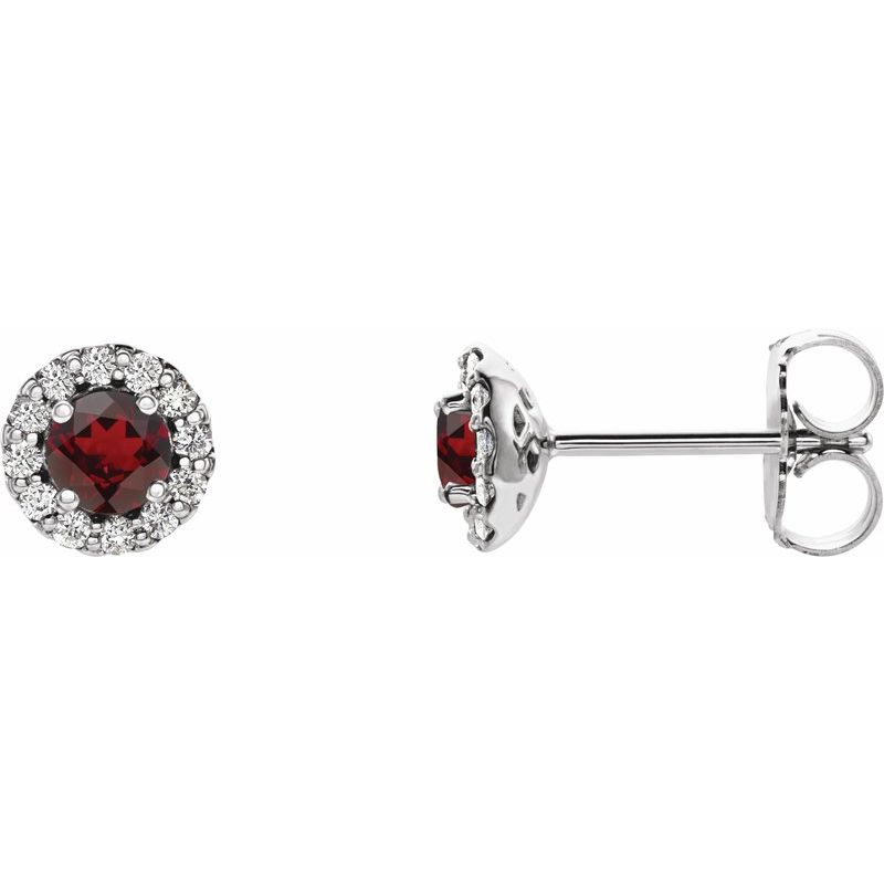 Round 4-Prong Halo-Style Earrings — Natural Diamond