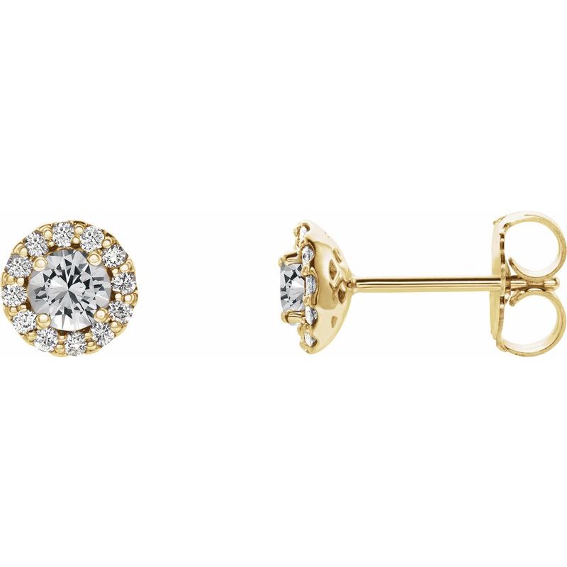 Round 4-Prong Halo-Style Earrings — Natural Diamond
