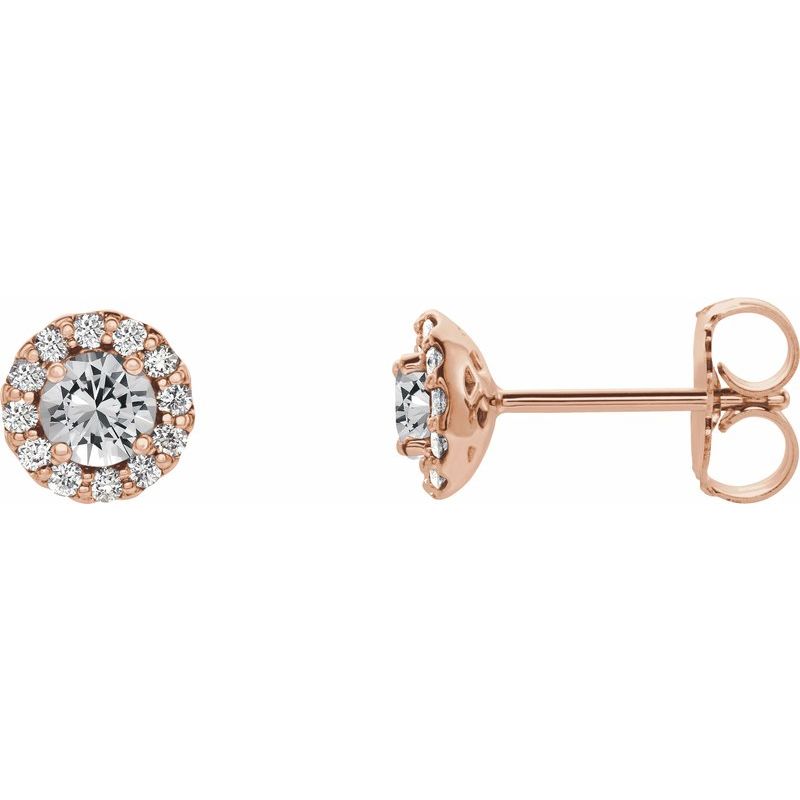 Round 4-Prong Halo-Style Earrings — Natural Diamond
