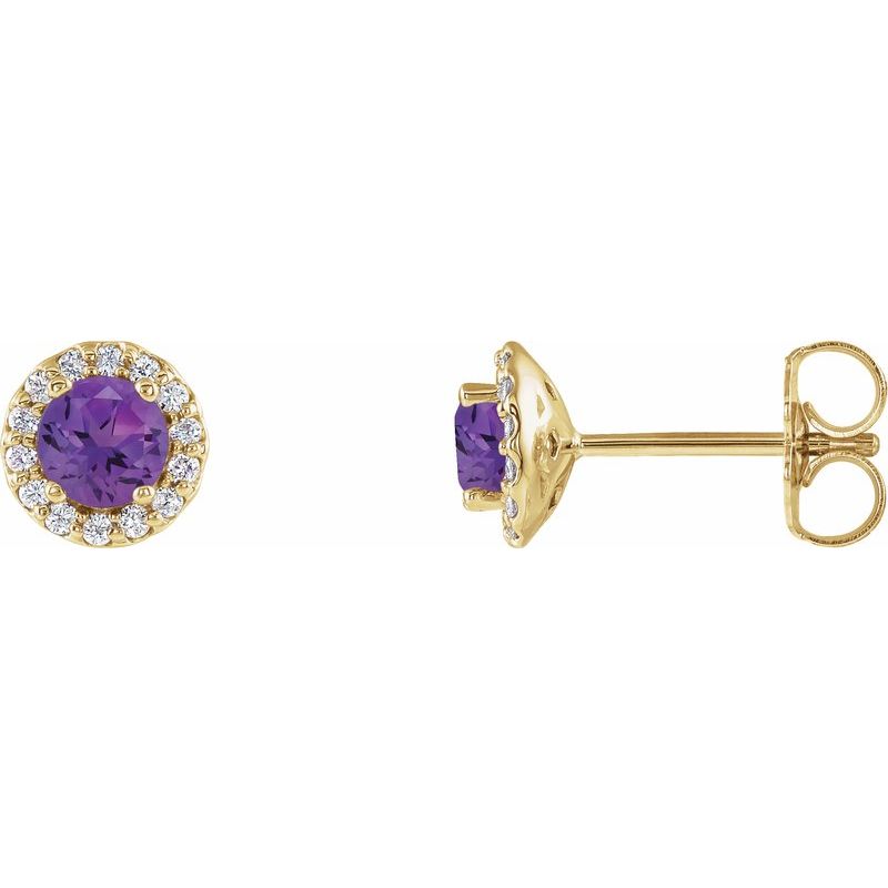 Round 4-Prong Halo-Style Earrings — Natural Diamond