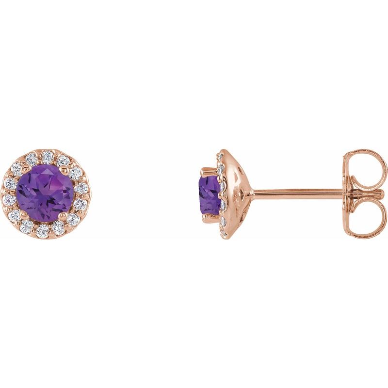 Round 4-Prong Halo-Style Earrings — Natural Diamond