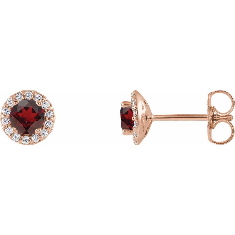 Round 4-Prong Halo-Style Earrings — Natural Diamond