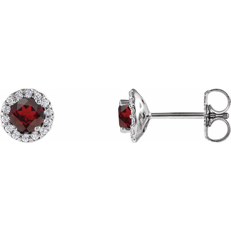 Round 4-Prong Halo-Style Earrings — Natural Diamond
