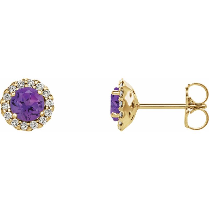 Round 4-Prong Halo-Style Earrings — Natural Diamond