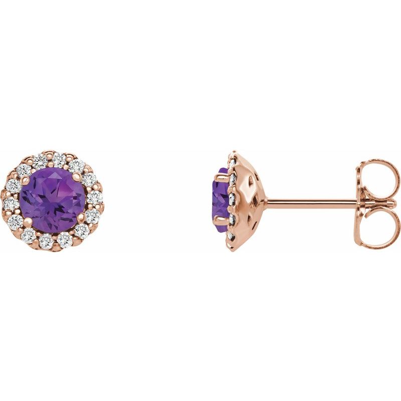 Round 4-Prong Halo-Style Earrings — Natural Diamond