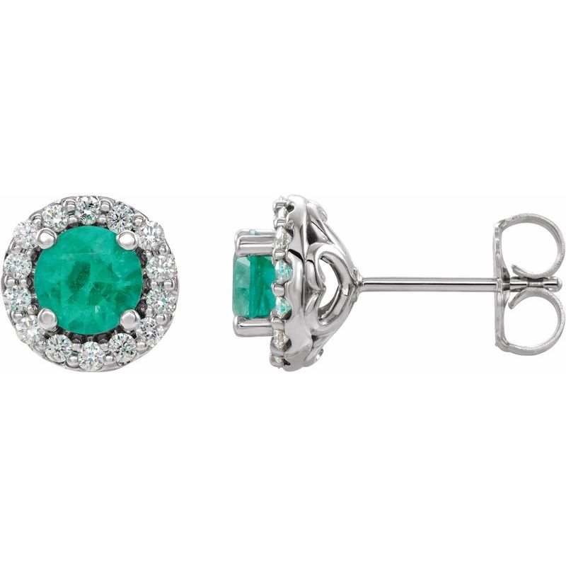 Round 4-Prong Halo-Style Earrings — Diamond