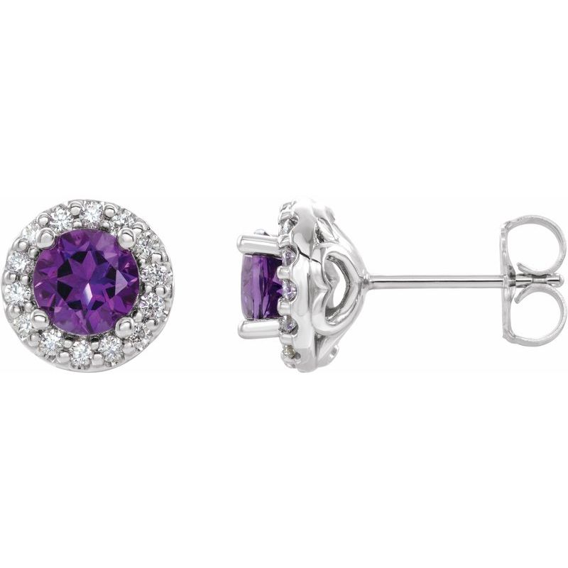 Round 4-Prong Halo-Style Earrings — Diamond