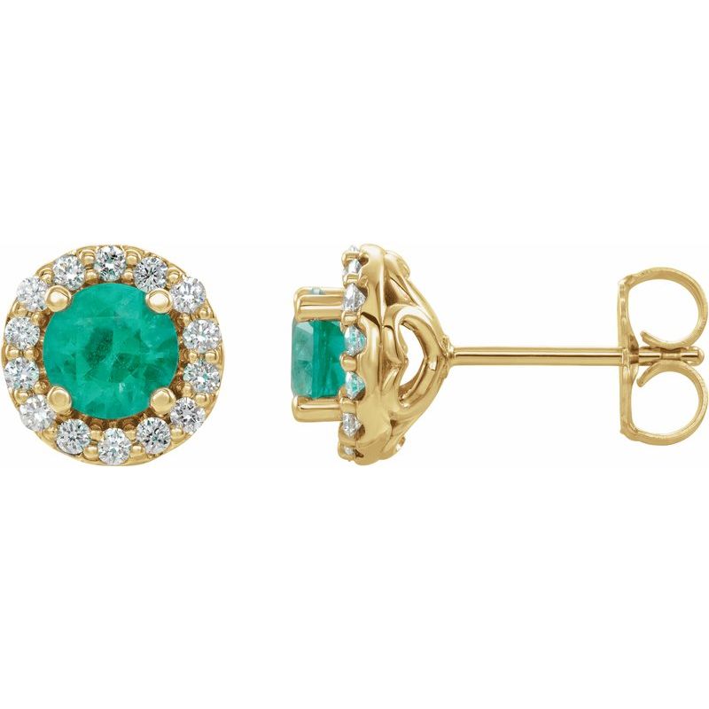 Round 4-Prong Halo-Style Earrings — Diamond