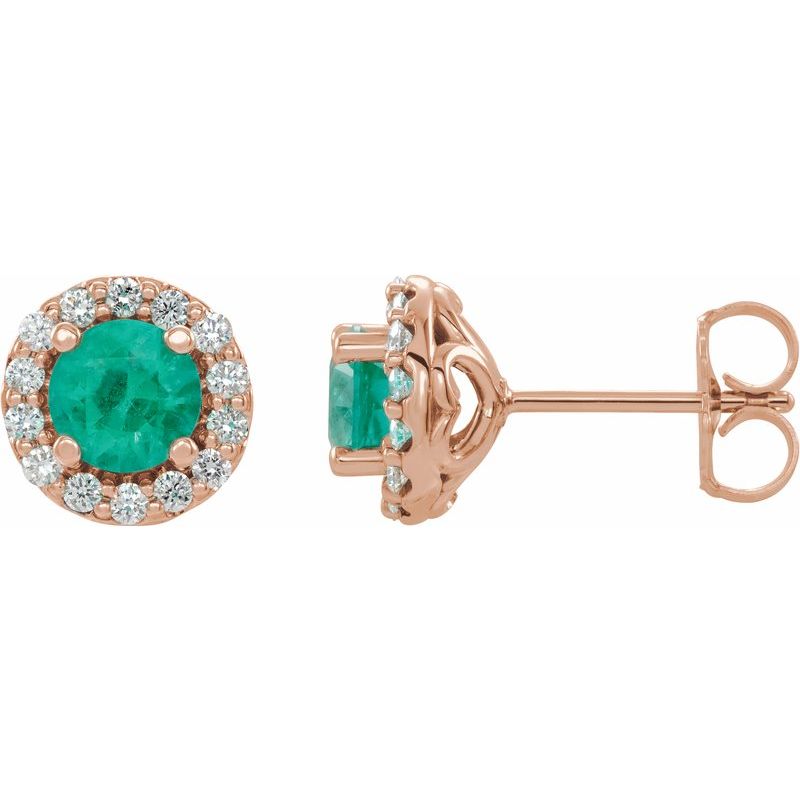 Round 4-Prong Halo-Style Earrings — Diamond