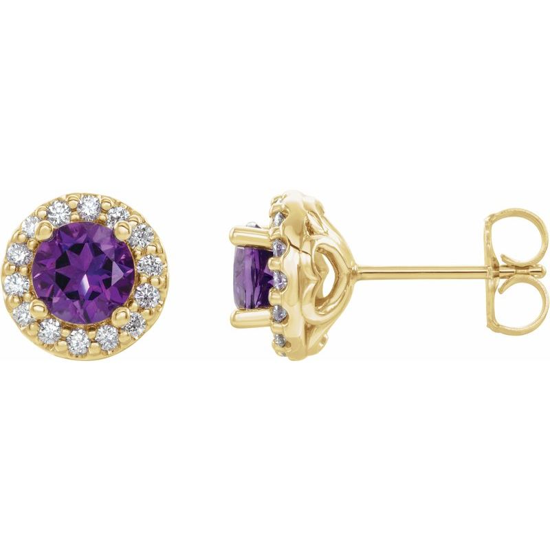 Round 4-Prong Halo-Style Earrings — Diamond