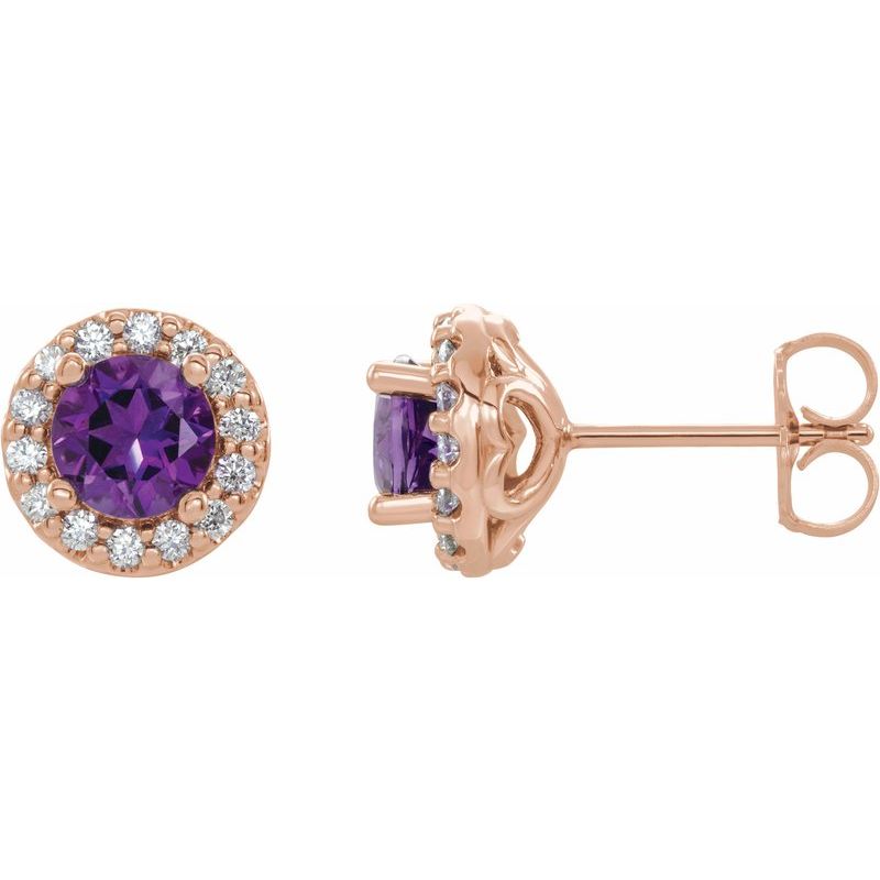 Round 4-Prong Halo-Style Earrings — Diamond