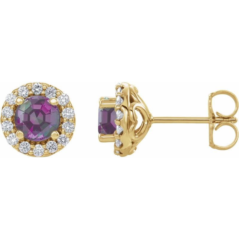 Round 4-Prong Halo-Style Earrings — Diamond