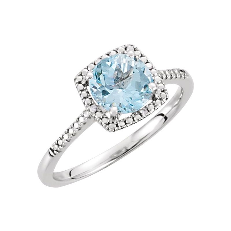 Halo-Style Birthstone Ring — Natural & .01 ctw Diamond