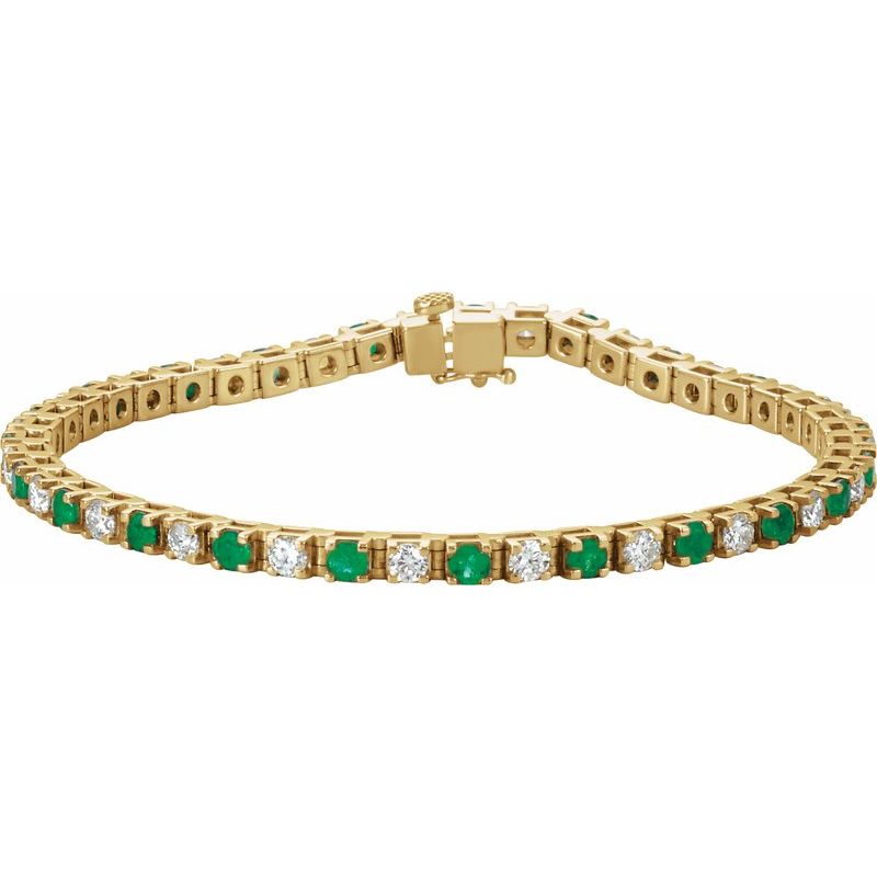 Natural Emerald & 2 1/3 ctw Natural Diamond Line 7" Bracelet