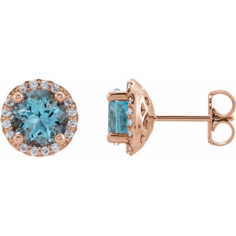 Round 4-Prong Halo-Style Earrings — Natural Diamond