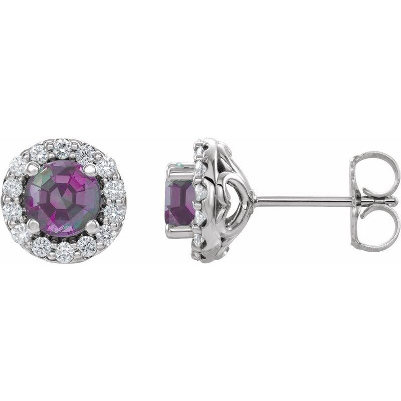 Round 4-Prong Halo-Style Earrings — Diamond