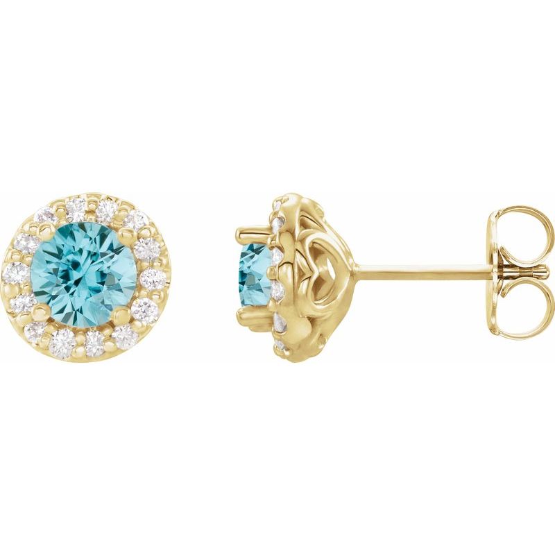 Round 4-Prong Halo-Style Earrings — Diamond