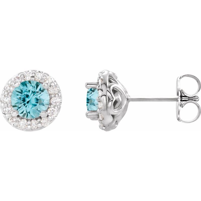 Round 4-Prong Halo-Style Earrings — Diamond