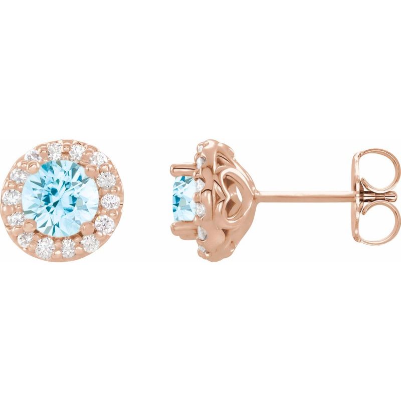 Round 4-Prong Halo-Style Earrings — Diamond