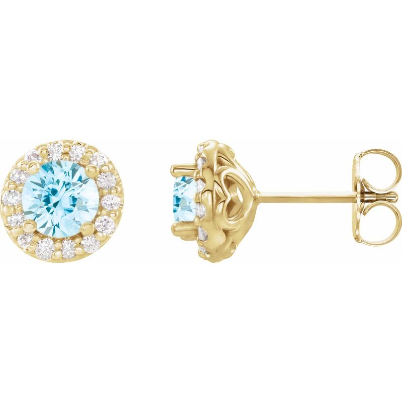 Round 4-Prong Halo-Style Earrings — Diamond