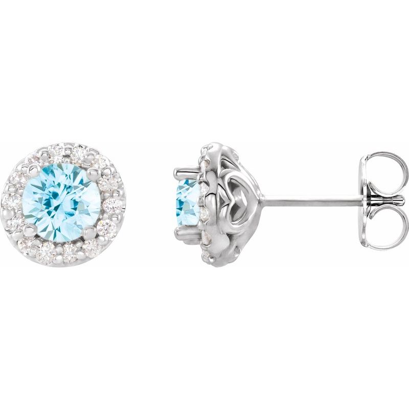 Round 4-Prong Halo-Style Earrings — Diamond