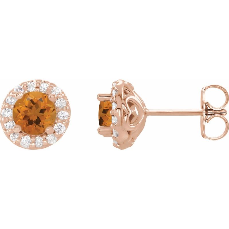 Round 4-Prong Halo-Style Earrings — Diamond
