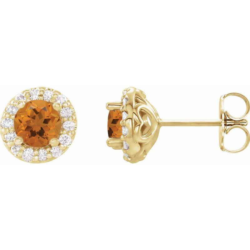 Round 4-Prong Halo-Style Earrings — Diamond