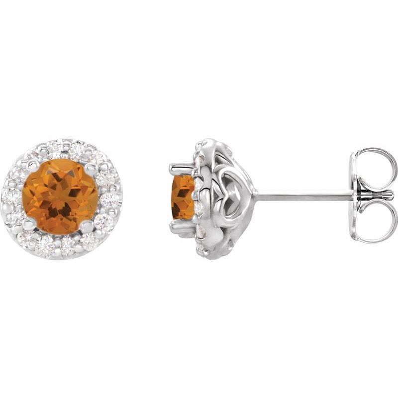 Round 4-Prong Halo-Style Earrings — Diamond