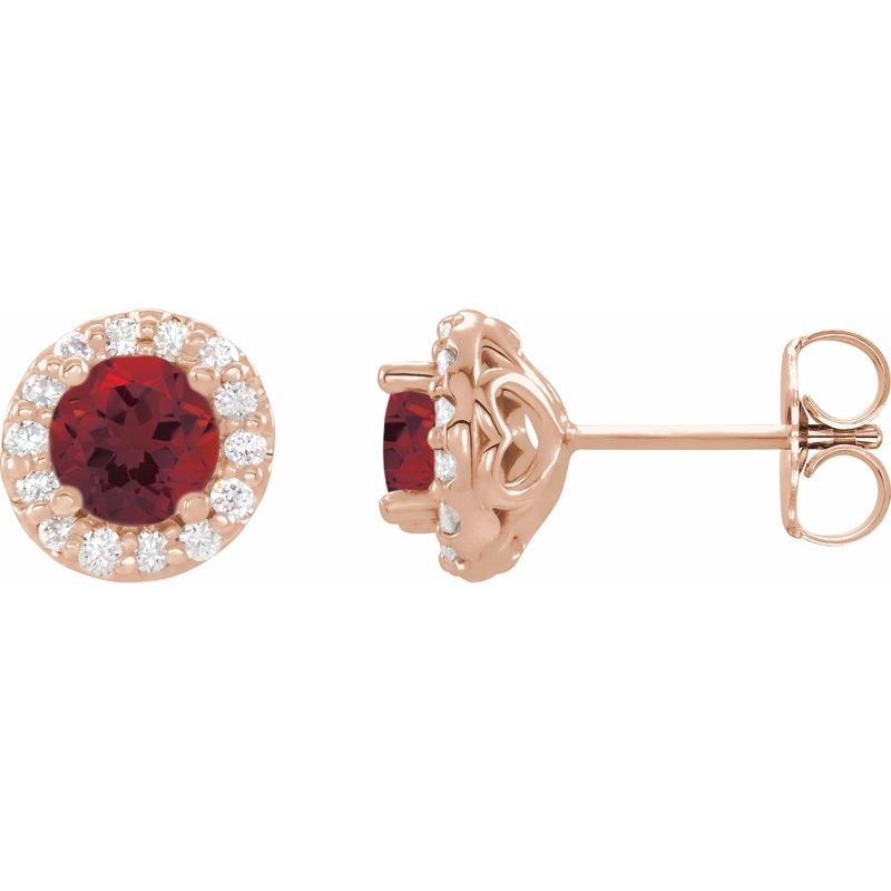 Round 4-Prong Halo-Style Earrings — Diamond