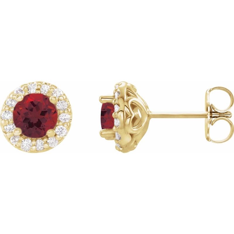Round 4-Prong Halo-Style Earrings — Diamond