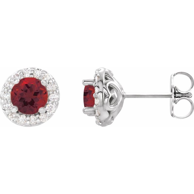 Round 4-Prong Halo-Style Earrings — Diamond