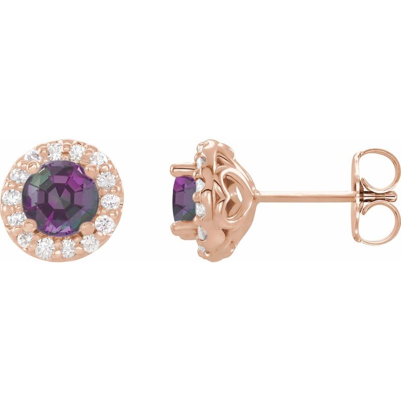 Round 4-Prong Halo-Style Earrings — Diamond