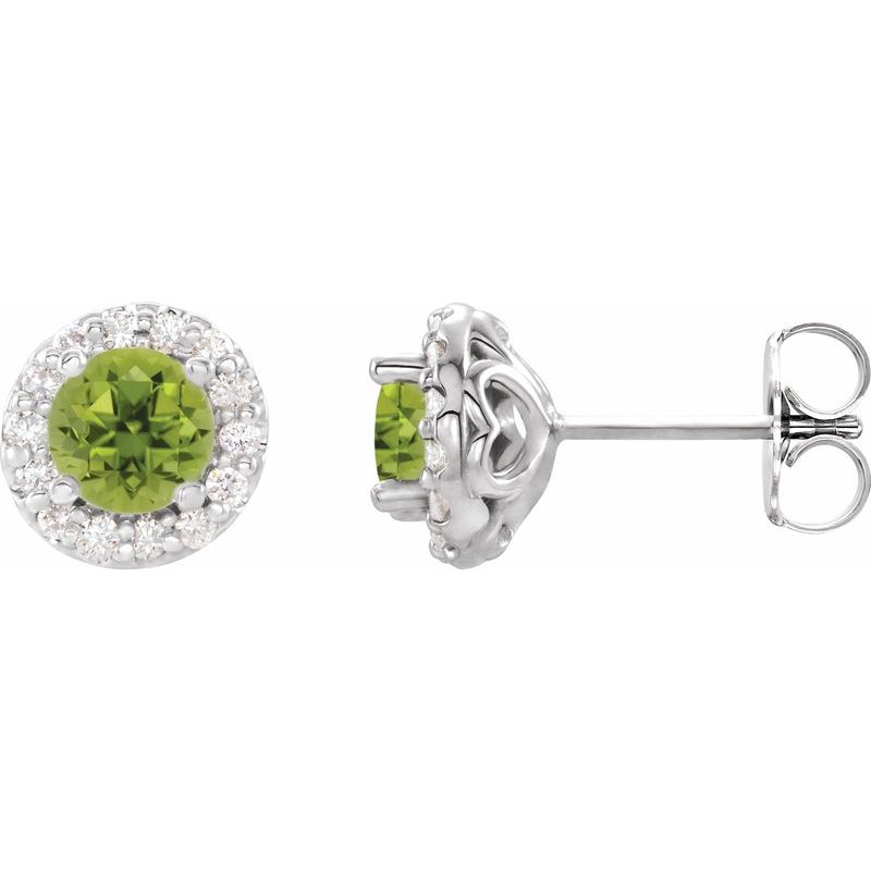 Round 4-Prong Halo-Style Earrings — Diamond