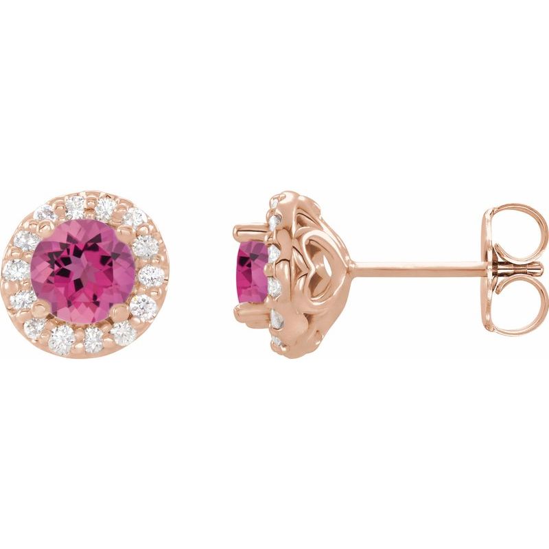 Round 4-Prong Halo-Style Earrings — Diamond