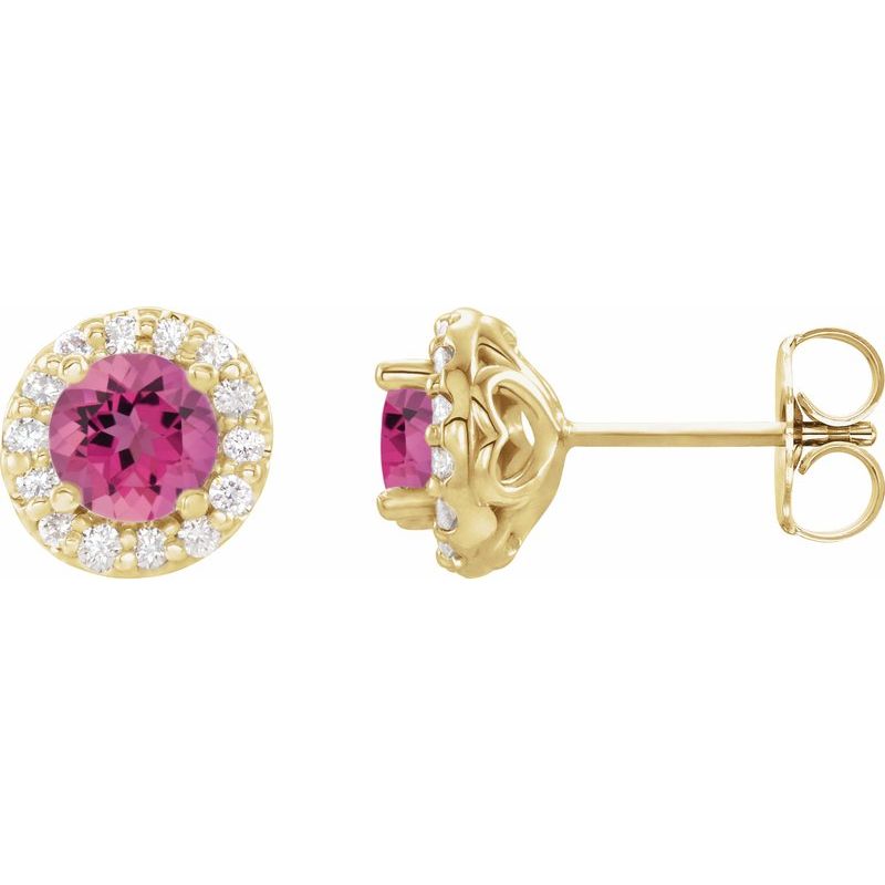 Round 4-Prong Halo-Style Earrings — Diamond