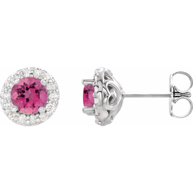 Round 4-Prong Halo-Style Earrings — Diamond