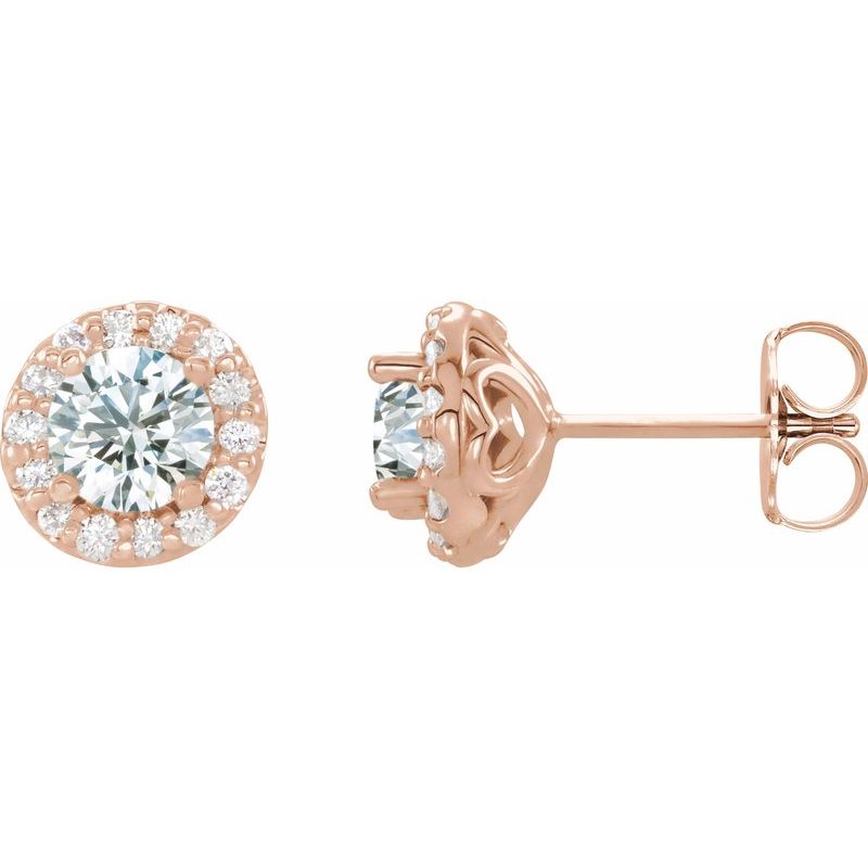 Round 4-Prong Halo-Style Earrings — Diamond