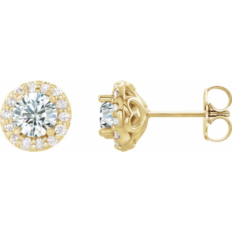 Round 4-Prong Halo-Style Earrings — Diamond