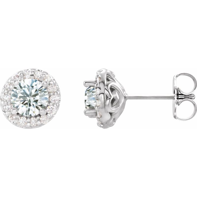 Round 4-Prong Halo-Style Earrings — Diamond