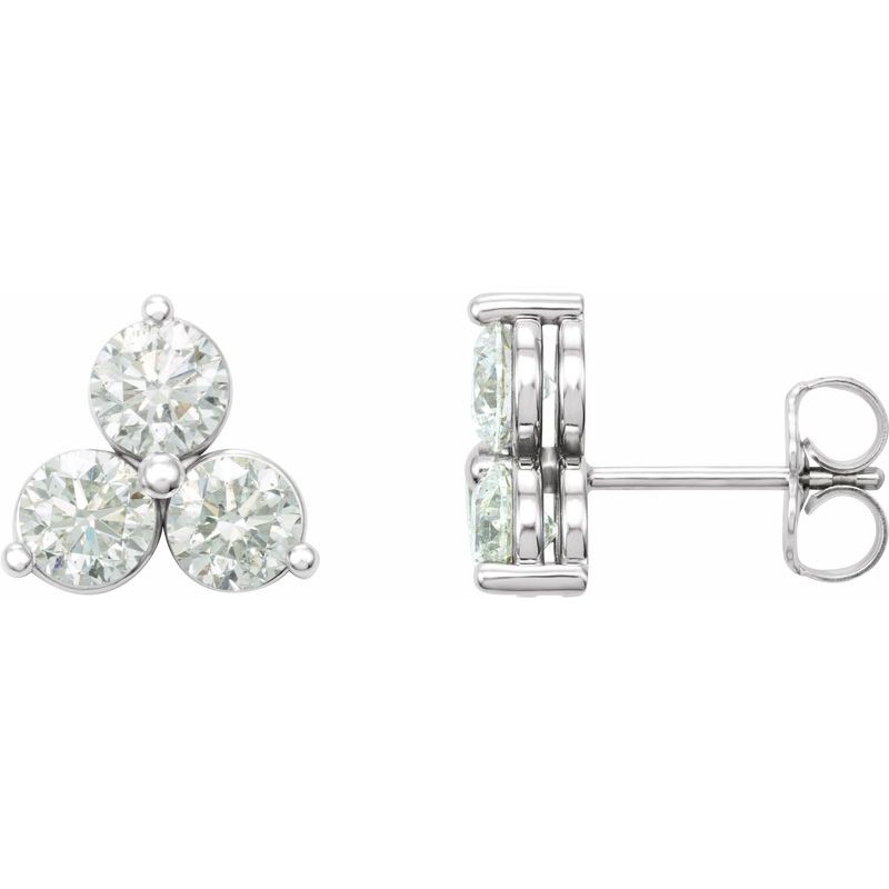 Round Three-Stone Earrings