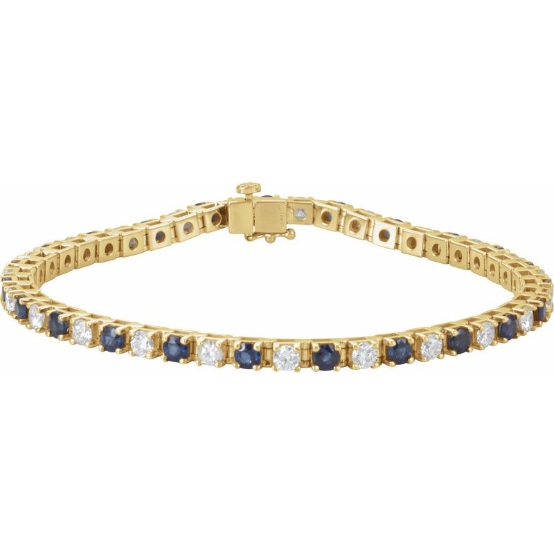Natural Blue Sapphire & 2 3/8 ctw Natural Diamond Line 7" Bracelet