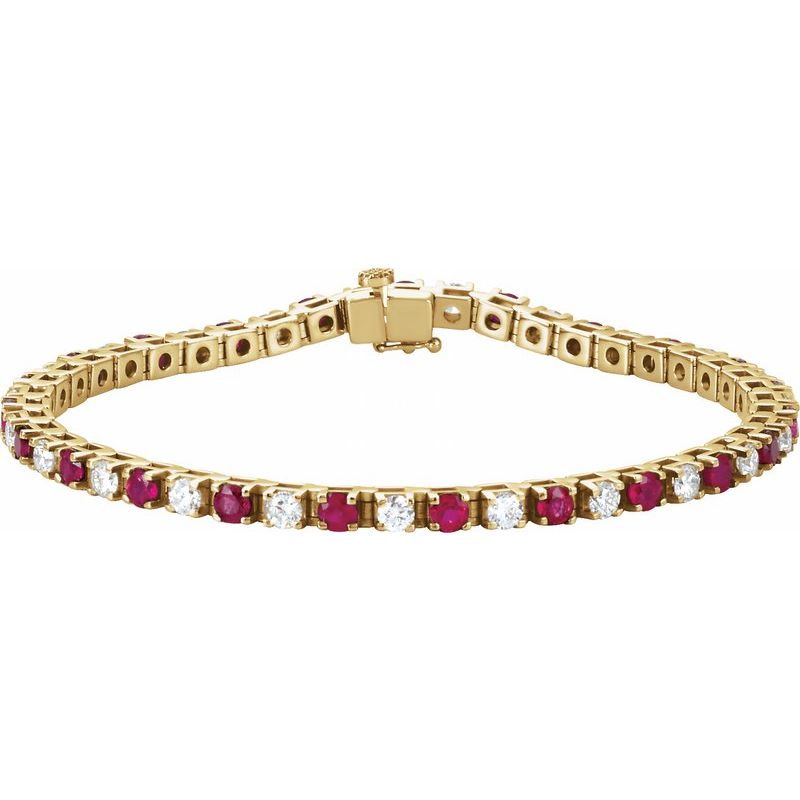 Line Bracelet — Natural Ruby & 2 ctw Natural Diamond 7"