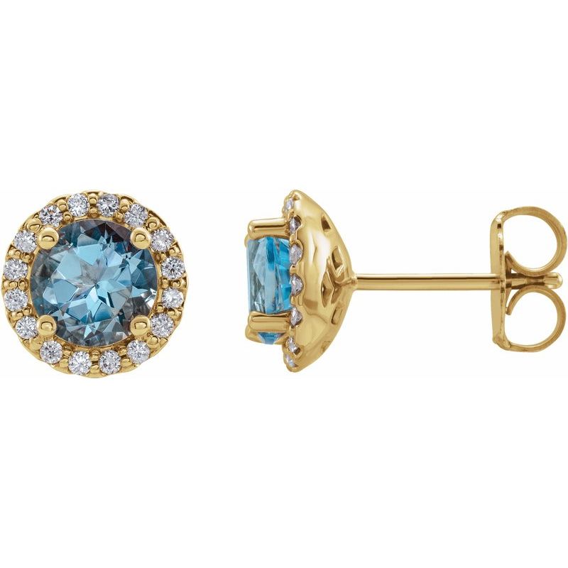 Round 4-Prong Halo-Style Earrings — Natural Diamond