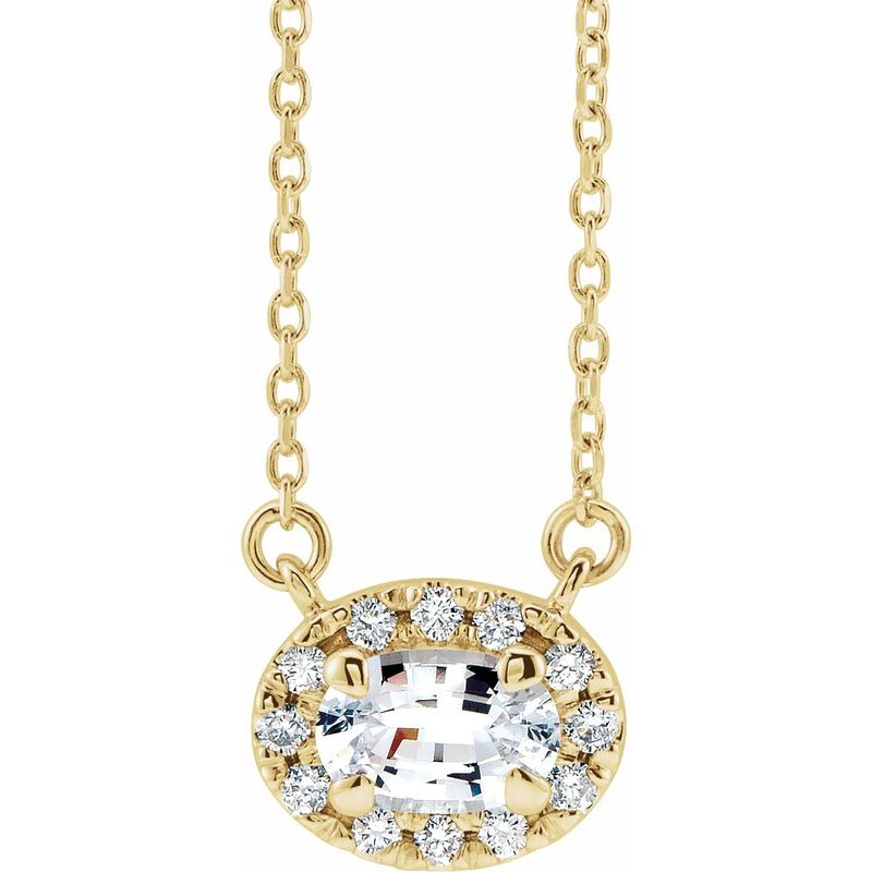 French-Set Halo-Style Necklace or Center — Natural Diamond