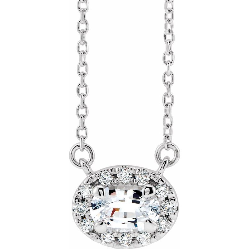 French-Set Halo-Style Necklace or Center — Natural Diamond